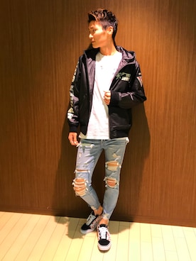「静岡」｜「アイテム（ブルゾン）」を使った、RYUKIさん（メンズ・180cm）の夏コーディネート