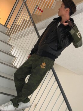 「いいね返し」｜「アイテム（ライダースジャケット）」を使った、RYUKIさん（メンズ・180cm）の秋コーディネート