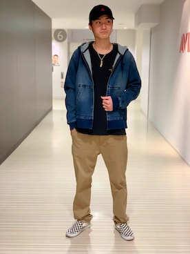 「静岡」｜「アイテム（キャップ）」を使った、RYUKIさん（メンズ・180cm）の冬コーディネート