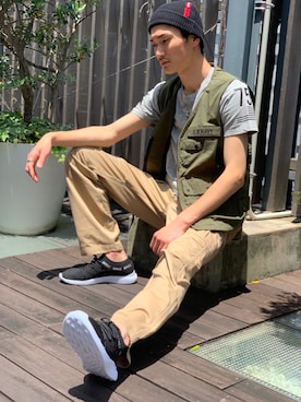 「静岡」｜「アイテム（ニットキャップ/ビーニー）」を使った、RYUKIさん（メンズ・180cm）の夏コーディネート
