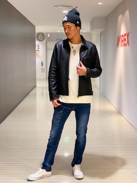 「静岡」｜「アイテム（帽子）」を使った、RYUKIさん（メンズ・180cm）の秋コーディネート