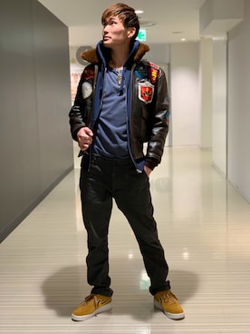 「静岡」｜「アイテム（ジャケット/アウター）」を使った、RYUKIさん（メンズ・180cm）の冬コーディネート