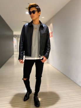 「静岡」｜「アイテム（ジャケット/アウター）」を使った、RYUKIさん（メンズ・180cm）の冬コーディネート