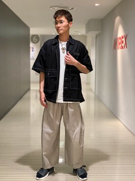 「AVIREX（アヴィレックス）のアイテム（サンダル）」を使った、RYUKIさん（メンズ・180cm）の春コーディネート