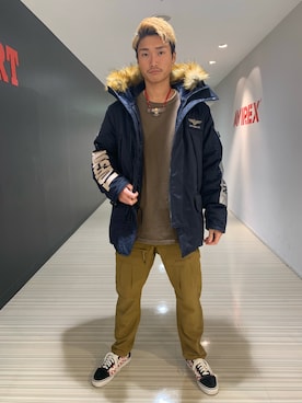 「静岡」｜「アイテム（ミリタリージャケット）」を使った、RYUKIさん（メンズ・180cm）の秋コーディネート