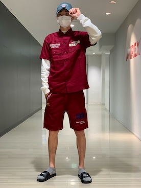 「AVIREX（アヴィレックス）のアイテム（サンダル）」を使った、RYUKIさん（メンズ・180cm）の春コーディネート
