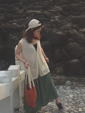 「GAP（ギャップ）のアイテム（キャスケット）」を使った、JoyWuさん（レディース・161cm）の夏コーディネート