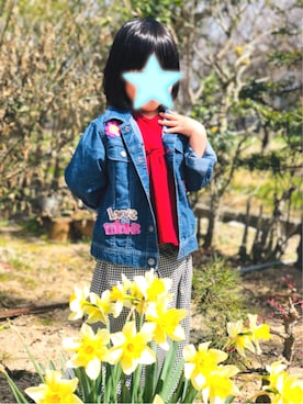「MINI-Kのアイテム（その他アウター、ブルー系）」を使った、RUNANA77さん（キッズ・130cm）の春コーディネート