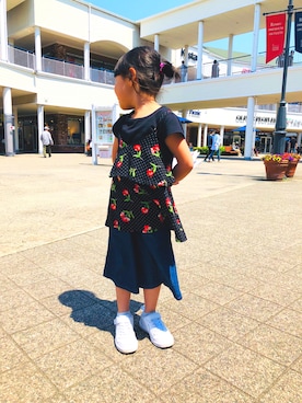 「Bithdayのアイテム（Tシャツ/カットソー、ブラック系）」を使った、RUNANA77さん（キッズ・130cm）の春コーディネート