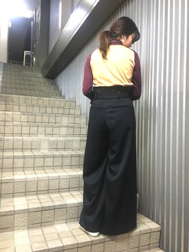 「Yasutoshi Ezumi（ヤストシエズミ）のアイテム（パンツ）」を使った、marinaさん（レディース・165cm）の夏コーディネート