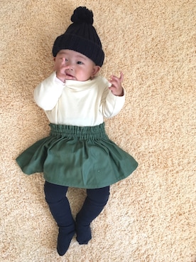 「アイテム（タイツ/ストッキング、ブルー系）」を使った、maihinaさん（キッズ・60cm）の冬コーディネート