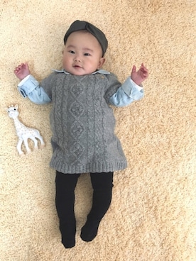 「H&M（エイチ・アンド・エム）のアイテム（チュニック）」を使った、maihinaさん（キッズ・60cm）の冬コーディネート