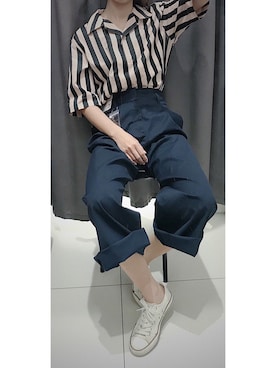 「UNIQUE（ユニーク）のアイテム（パンツ）」を使った、做一个有意思的老太太さん（レディース・160cm）の春コーディネート