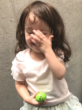 「肩フリル」｜「アイテム（その他）」を使った、momo♡⃛momさん（キッズ・90cm）の夏コーディネート