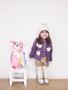 「KP（ケーピー）のアイテム（パンツ）」を使った、momo♡⃛momさん（キッズ・90cm）の秋コーディネート