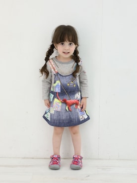 「StompStamp（ストンプスタンプ）のアイテム（ワンピース/ドレス）」を使った、momo♡⃛momさん（キッズ・90cm）の夏コーディネート