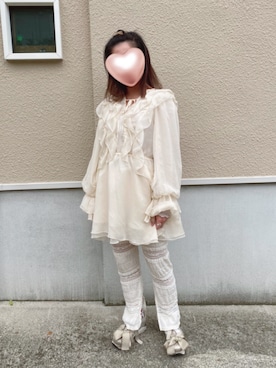 「レースパンツ」｜「アイテム（チュニック）」を使った、MizuH♡さん（レディース・150cm）の春コーディネート