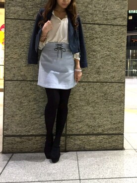 「BSTR」｜「アイテム（ライダースジャケット）」を使った、A♡さん（レディース・153cm）の冬コーディネート