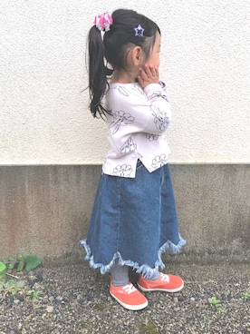 「アイテム（スカート）」を使った、yucaさん（キッズ・90cm）の冬コーディネート