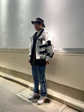 「unrelaxing（アンリラクシング）のアイテム（MA-1）」を使った、トレンディヴンさん（メンズ・170cm）の冬コーディネート
