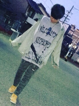 「Timberland（ティンバーランド）のアイテム（ブーツ、ベージュ系）」を使った、kyousukeさん（メンズ・177cm）の冬コーディネート