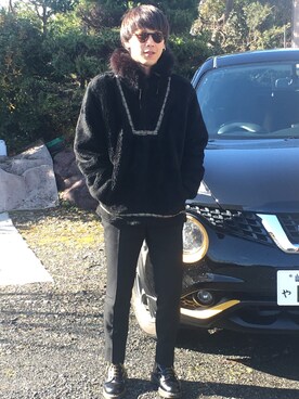 「Dr. Martens（ドクターマーチン）のアイテム（ブーツ、ブラック系）」を使った、kyousukeさん（メンズ・177cm）の冬コーディネート