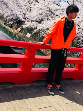 「VANS（バンズ）のアイテム（スリッポン、グリーン系）」を使った、kyousukeさん（メンズ・177cm）の春コーディネート