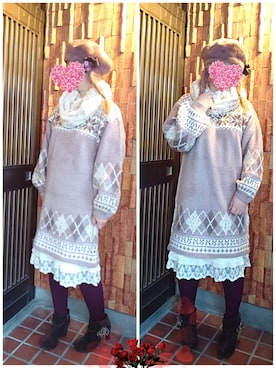 「axes femme（アクシーズファム）のアイテム（ブーティ）」を使った、￡ukαさん（レディース・158cm）の冬コーディネート