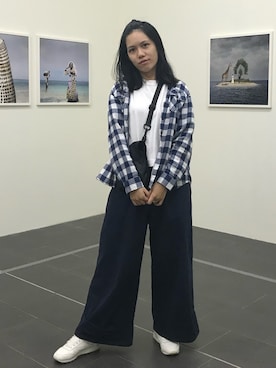 「5（ファイブ）のアイテム（スラックス）」を使った、1Fさん（レディース・164cm）の夏コーディネート