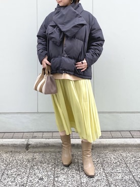 「RIVEDROITE」｜「アイテム（ダウンジャケット/コート）」を使った、miyabiさん（レディース・155cm）の冬コーディネート