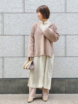 「RIVEDROITE」｜「アイテム（シャツワンピース）」を使った、miyabiさん（レディース・155cm）の冬コーディネート