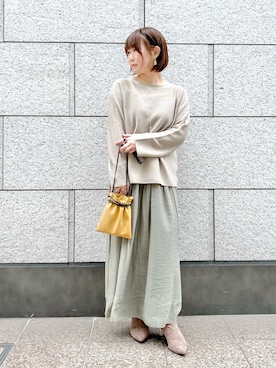 「RIVE DROITE（リヴドロワ）のニュアンスモチーフイヤリング（イヤリング）」を使った、miyabiさん（レディース・155cm）の冬コーディネート