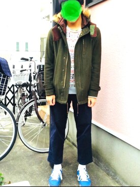 「BEAMS（ビームス）のアイテム（モッズコート）」を使った、もるさん（メンズ・169cm）の秋コーディネート