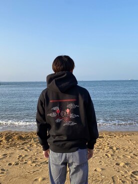 「Good Old Daysのアイテム（パーカー、ブラック系）」を使った、しょうだいさん（メンズ・169cm）の春コーディネート