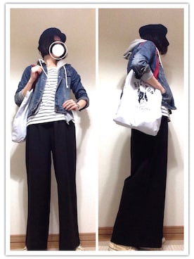 「A part by（アパートバイ）のP/PUサッシュワイドパンツ　757516 （その他パンツ）」を使った、mizさん（レディース・168cm）の春コーディネート