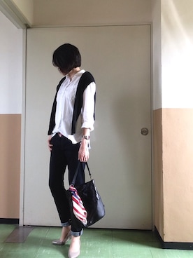 「DEEP BLUE（ディープブルー）のアイテム（トップス）」を使った、mizさん（レディース・168cm）の夏コーディネート