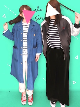 「原宿」｜「アイテム（チェスターコート）」を使った、mashさん（レディース・153cm）の春コーディネート