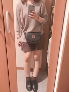 「ワッフルクルーネックＴ」｜「アイテム（その他シューズ）」を使った、rieko✴︎さん（レディース・156cm）の秋コーディネート