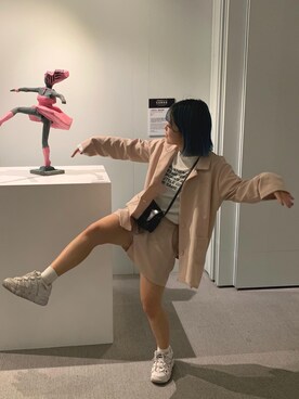 「GOGOSING（ゴゴシング）のアイテム（Tシャツ/カットソー）」を使った、ちひろさん（レディース・149cm）の夏コーディネート