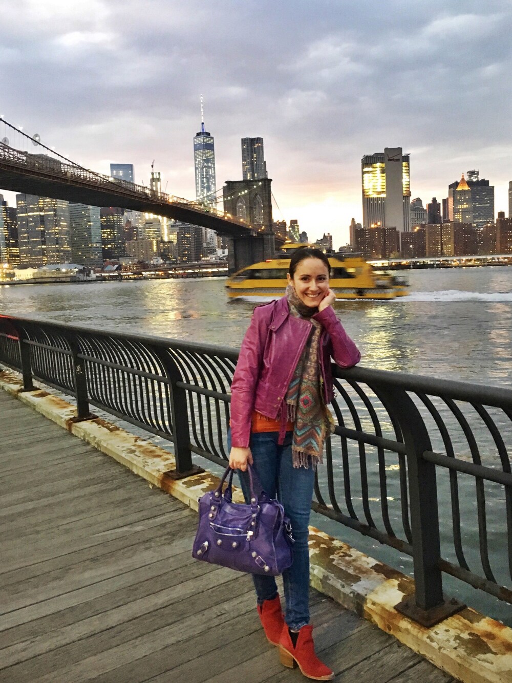 「AnthroStyle、NYCstyle、wardrobestylist、contest」｜「Las Pepasのアイテム（ジャケット/アウター、パープル系）」を使った、Dina S.さん（レディース・157cm）の春コーディネートの1枚目の写真