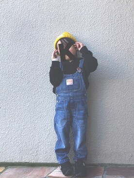 「Champion」｜「アイテム（サロペット/オーバーオール）」を使った、oкатuさん（キッズ・90cm）の冬コーディネート