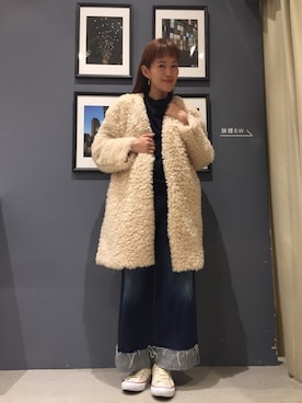 「Green　Parks（グリーンパークス）のアイテム（ノーカラージャケット）」を使った、mamiraさん（レディース・156cm）の秋コーディネート