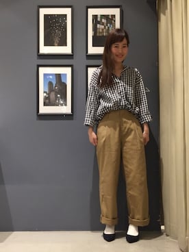 「ギンガムチェックシャツ」｜mamiraさん（レディース・156cm）の冬コーディネート
