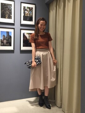 「ライン入りスカート」｜mamiraさん（レディース・156cm）の春コーディネート