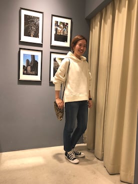 「AMERICAN HOLIC（アメリカンホリック）のフード付裏毛プルオーバー（パーカー）」を使った、mamiraさん（レディース・156cm）の秋コーディネート