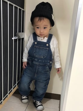 「1歳6ヶ月」｜「アイテム（オールインワン・サロペット）」を使った、mi.u.mi.uさん（キッズ・80cm）の冬コーディネート