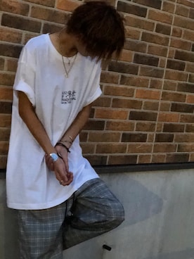 「Tシャツ」｜「アイテム（トップス、ゴールド系）」を使った、ゆうまさん（メンズ・178cm）の夏コーディネート