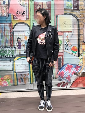 「no brand（ノーブランド）のアイテム（パンツ、ブラック系）」を使った、Sasa さん（レディース・170cm）の春コーディネート