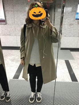 「no brand（ノーブランド）のアイテム（ジャケット/アウター、ベージュ系）」を使った、Sasa さん（レディース・170cm）の秋コーディネート