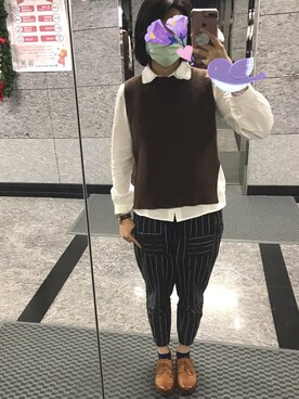 「ORIENT（オリエント）のアイテム（ローファー、ブラウン系）」を使った、Sasa さん（レディース・170cm）の冬コーディネート